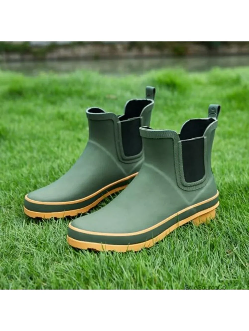 Waterproof Ankle Rain Boots for Women, Rubber Non-Slip Garden Shoes, Pull-On